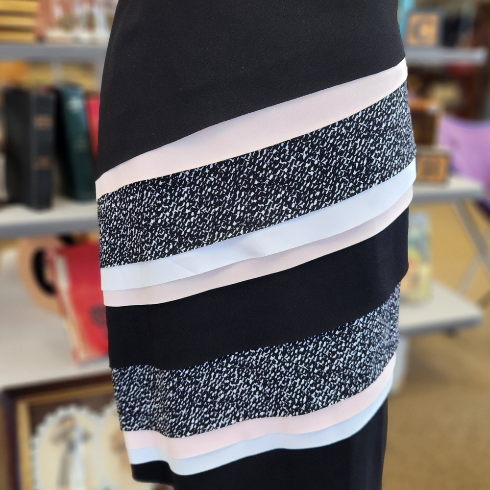 White House Black Market Black/Pink Asymmetrical Pencil Skirt